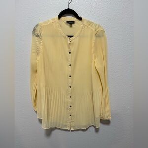 Alfani Women's Butter Yellow Plus Size Pleated Blouse Size 1X